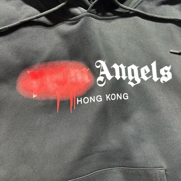 Palm Angels Hong Kong Sprayed Hoodie 'Black' - Picture 4 of 7
